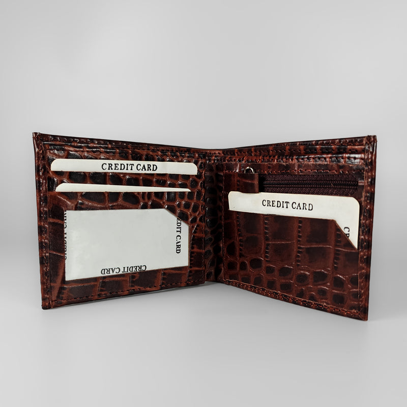 Personalized Dark Brown Gator Texture Leather Men&