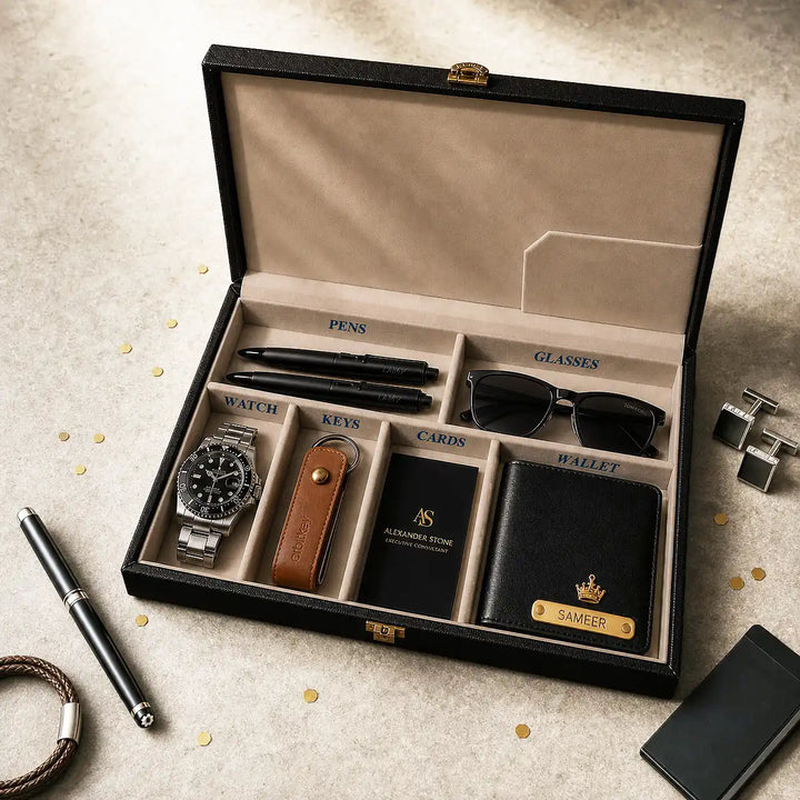 Personalised Leather Valet Organiser