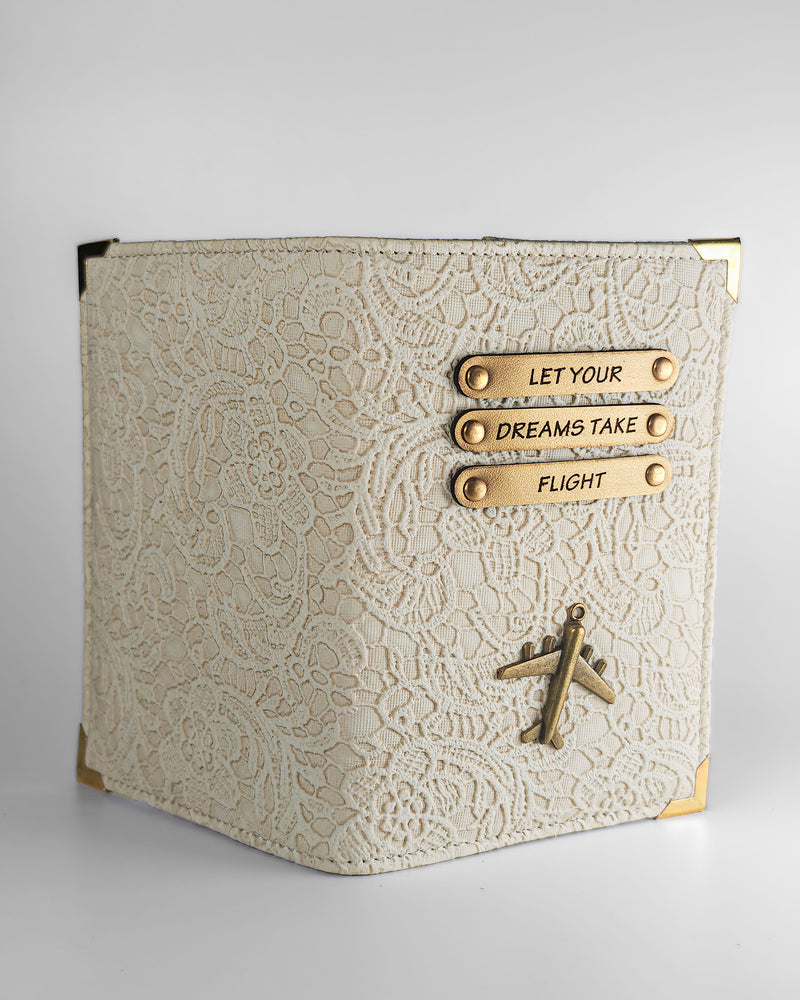 Personalized Passport Cover - Glided Grace White