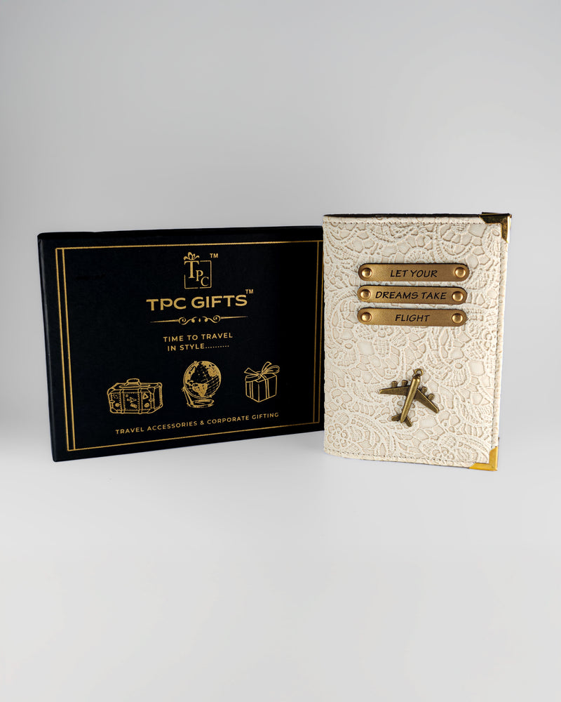 Personalized Passport Cover - Glided Grace White