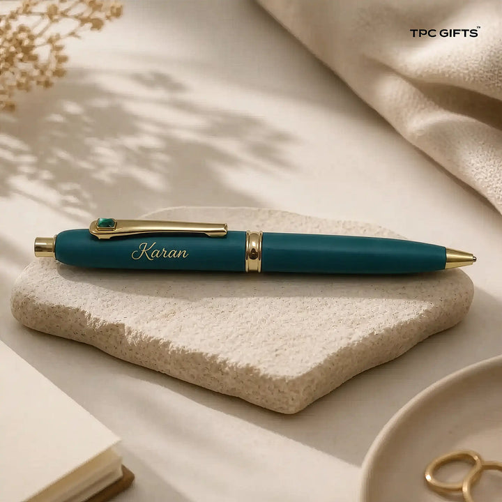 Classic Green – Personalised Pen with Name in Gold Gift Case