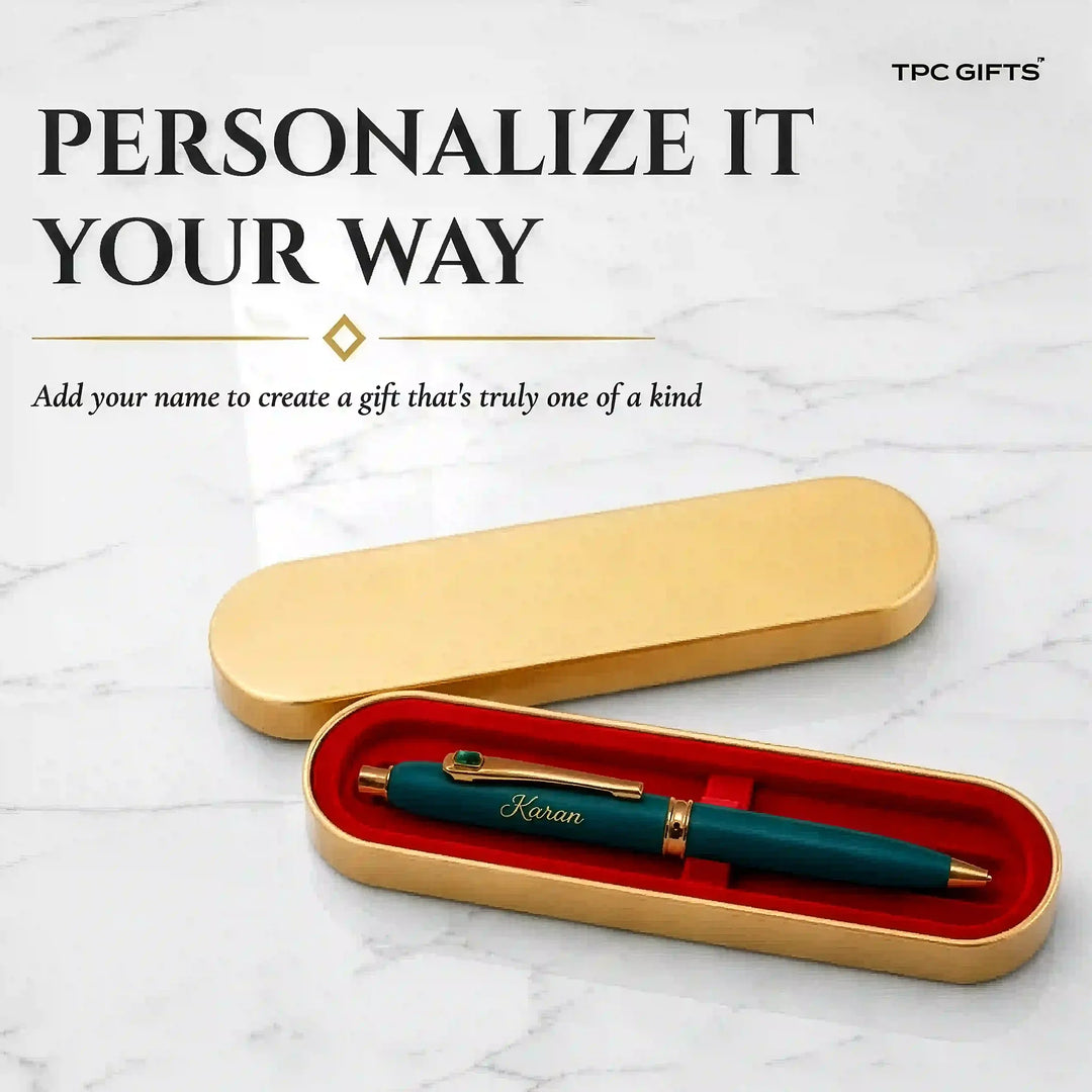 Classic Green – Personalised Pen with Name in Gold Gift Case