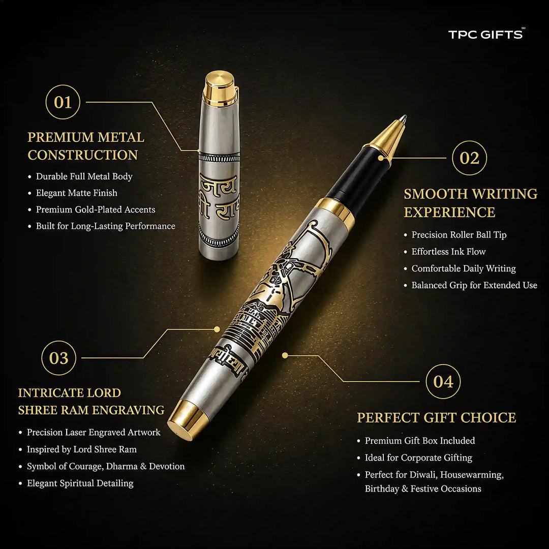 Jai Shree Ram Pen – Engraved Metal Roller Ball