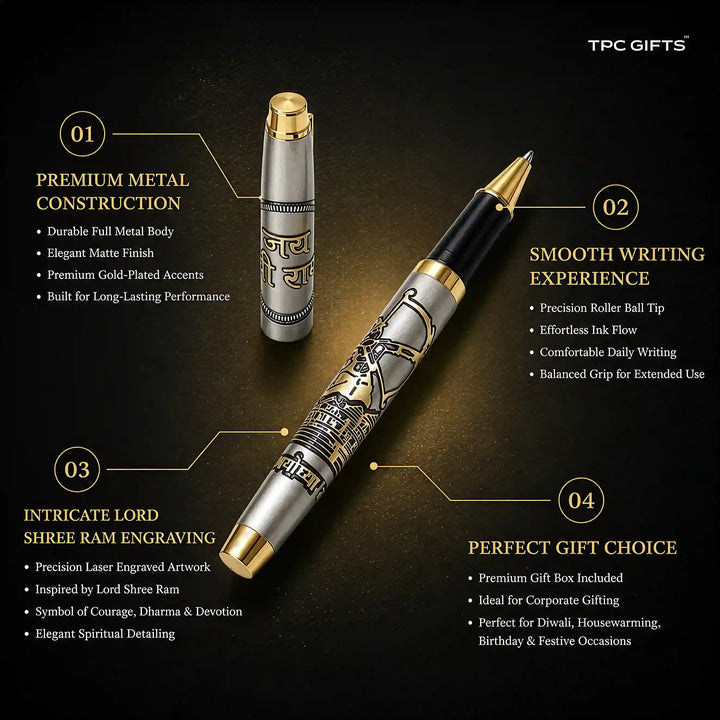 Jai Shree Ram Pen – Engraved Metal Roller Ball