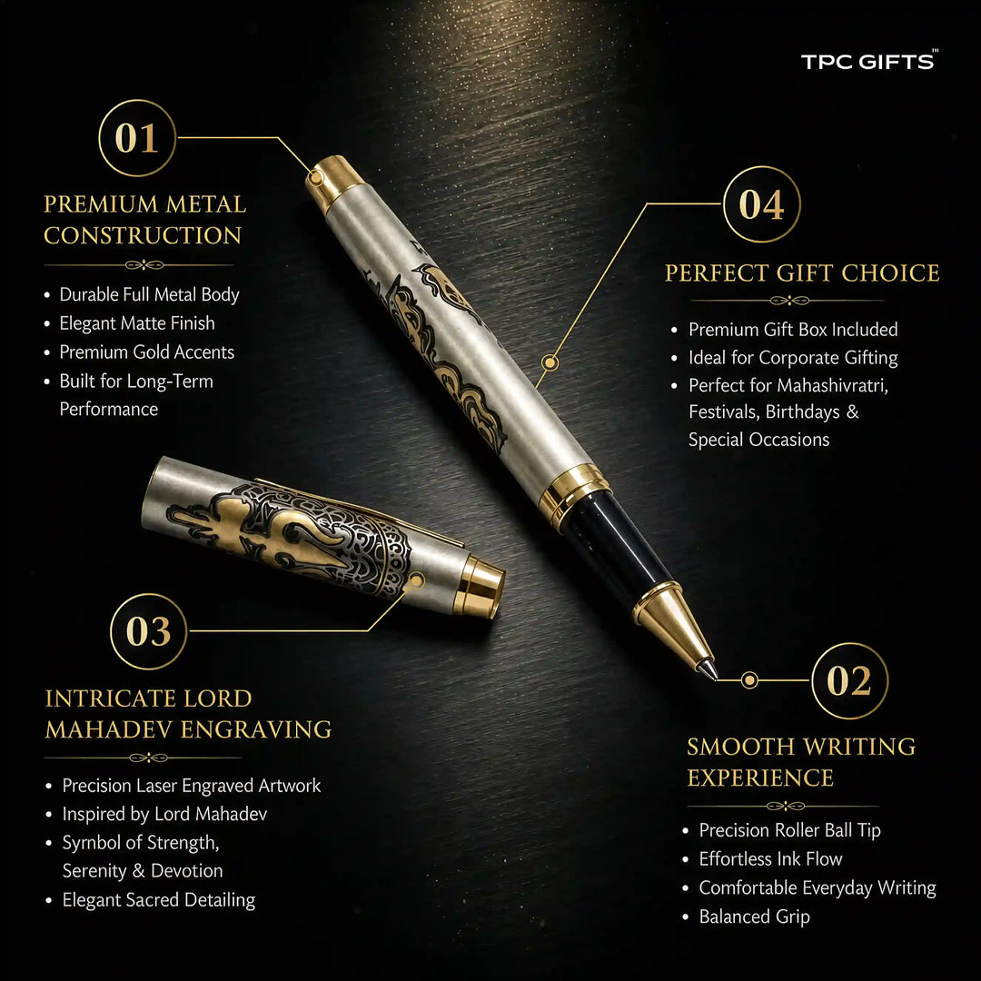Mahadev Pen – Lord Shiva Engraved Metal Roller Ball