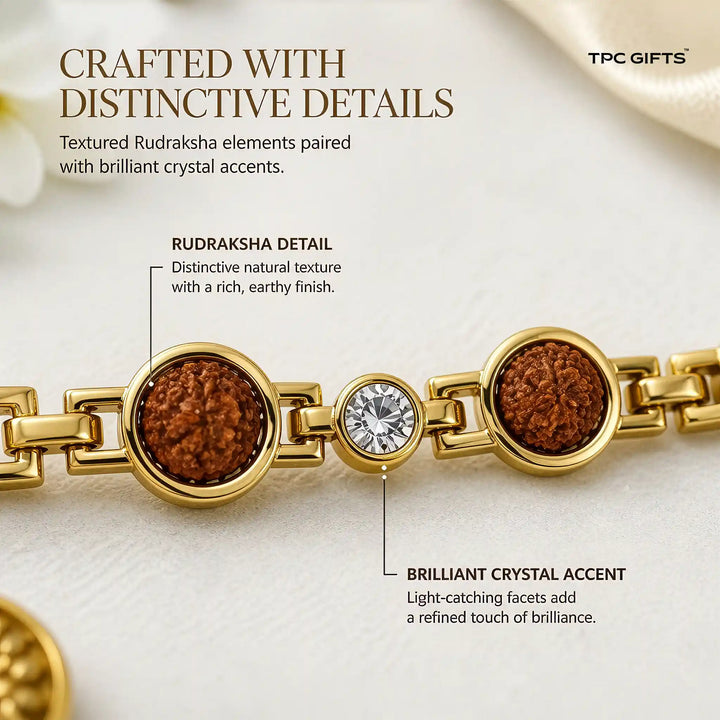 Personalised Rakhi for Brother — Rudraksha &amp; Crystal