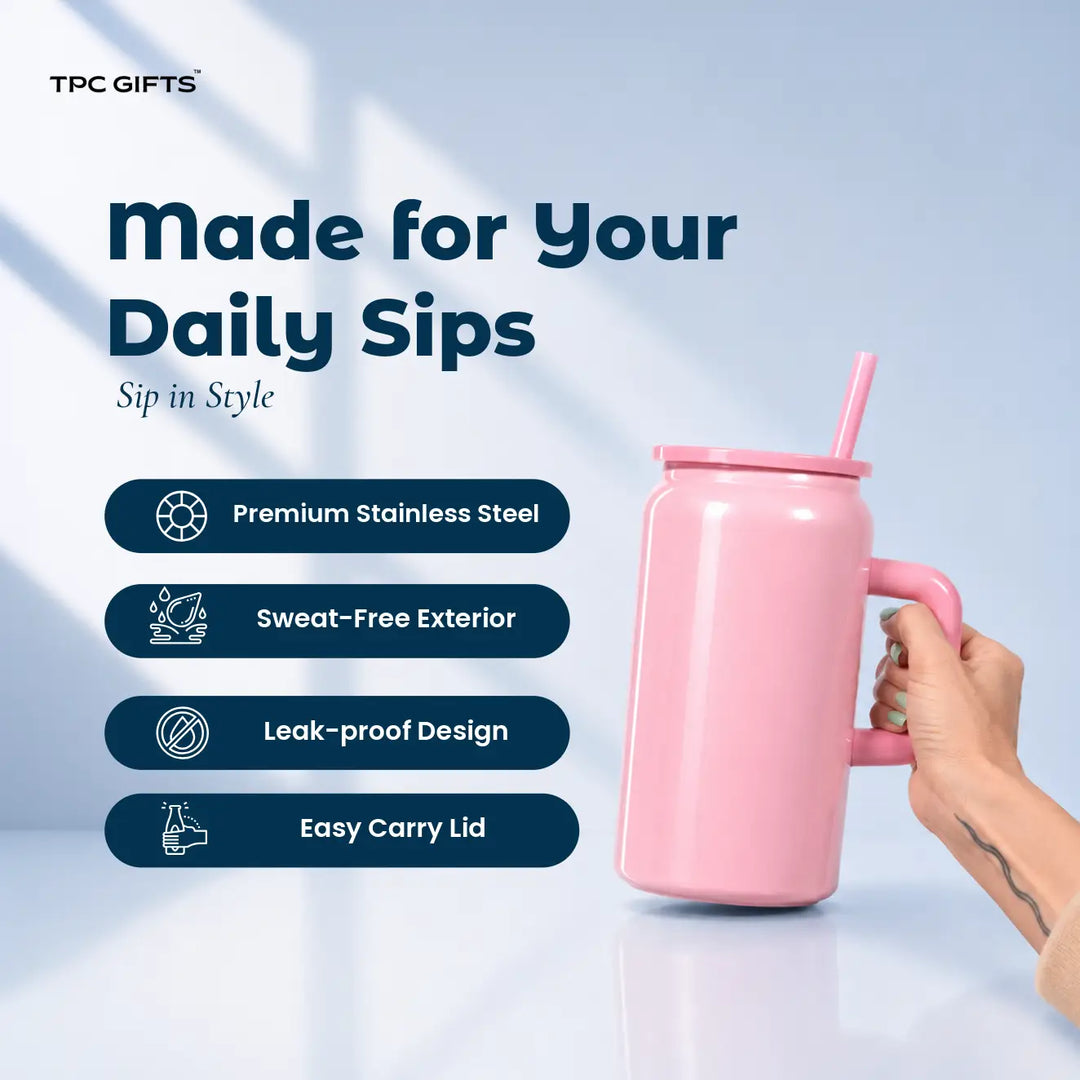 Boba Personalised Iced Coffee Tumbler with Handle &amp; Straw – 480ml