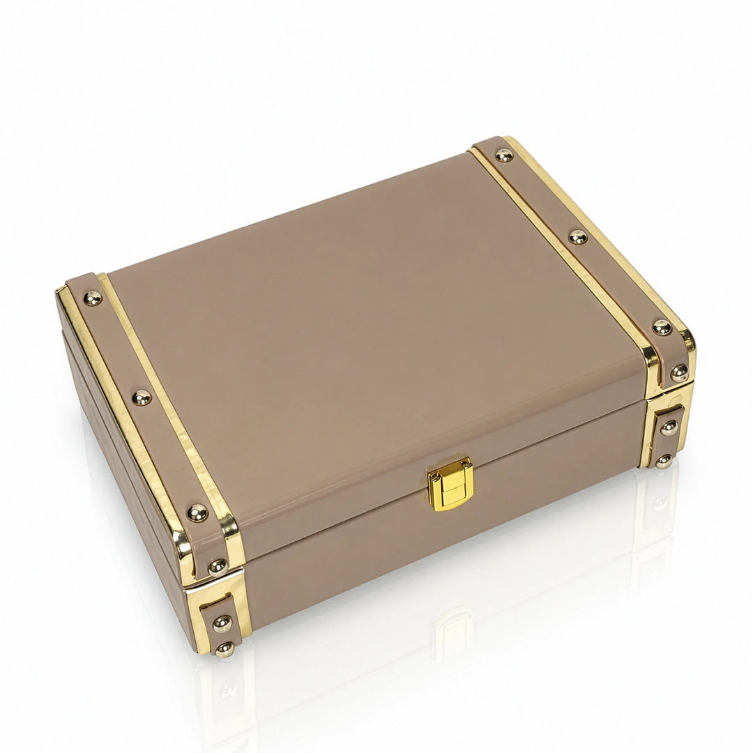 Personalised Classic Vegan Leather Trunk Box — Taupe