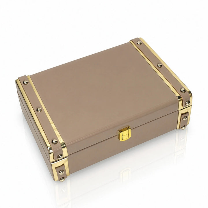 Personalised Classic Vegan Leather Trunk Box — Taupe