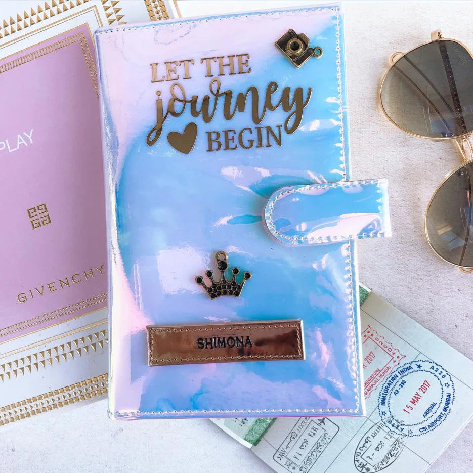 Personalized Shiny Holographic Travel Organizer holder with &