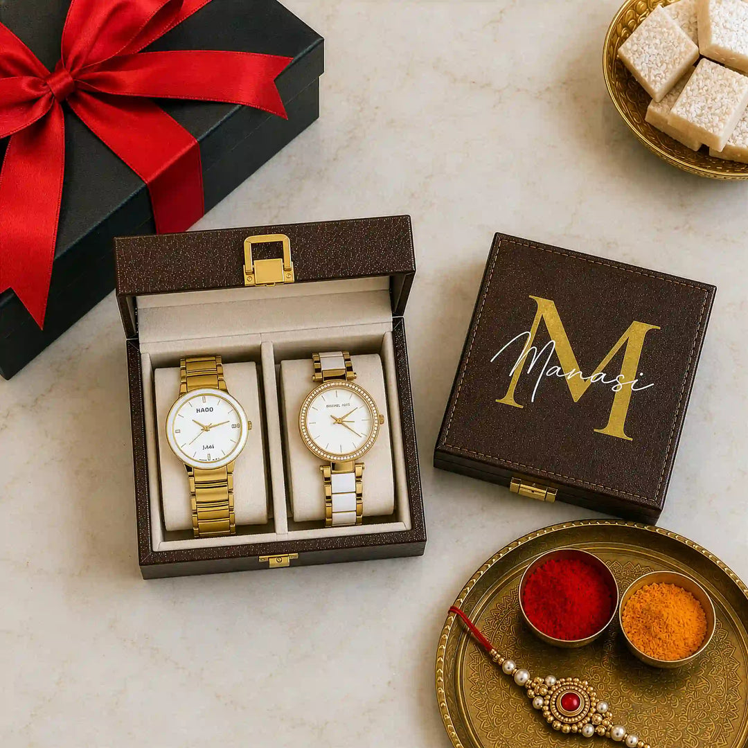 Personalised 2-Slot Watch Box — Rakhi Gift