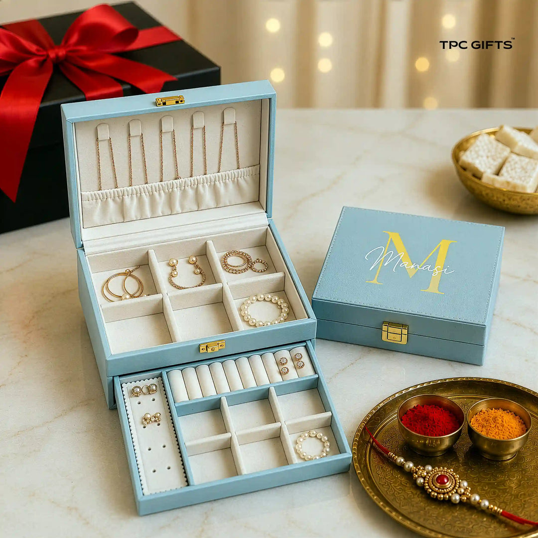 Personalised Jewellery Organiser Double-Layer Box — Rakhi Gift
