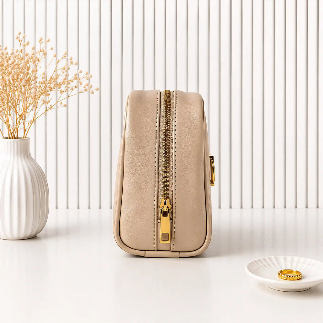 The Letter Pouch – Personalised Vanity &amp; Makeup Pouch with Gold Metal Letters, Vegan Leather