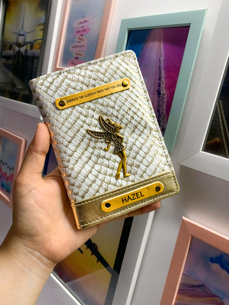 Personalized Passport Cover - Golden Whisper Explorer (Gold & Ivory)