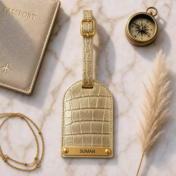 Golden Croco Luggage Tag