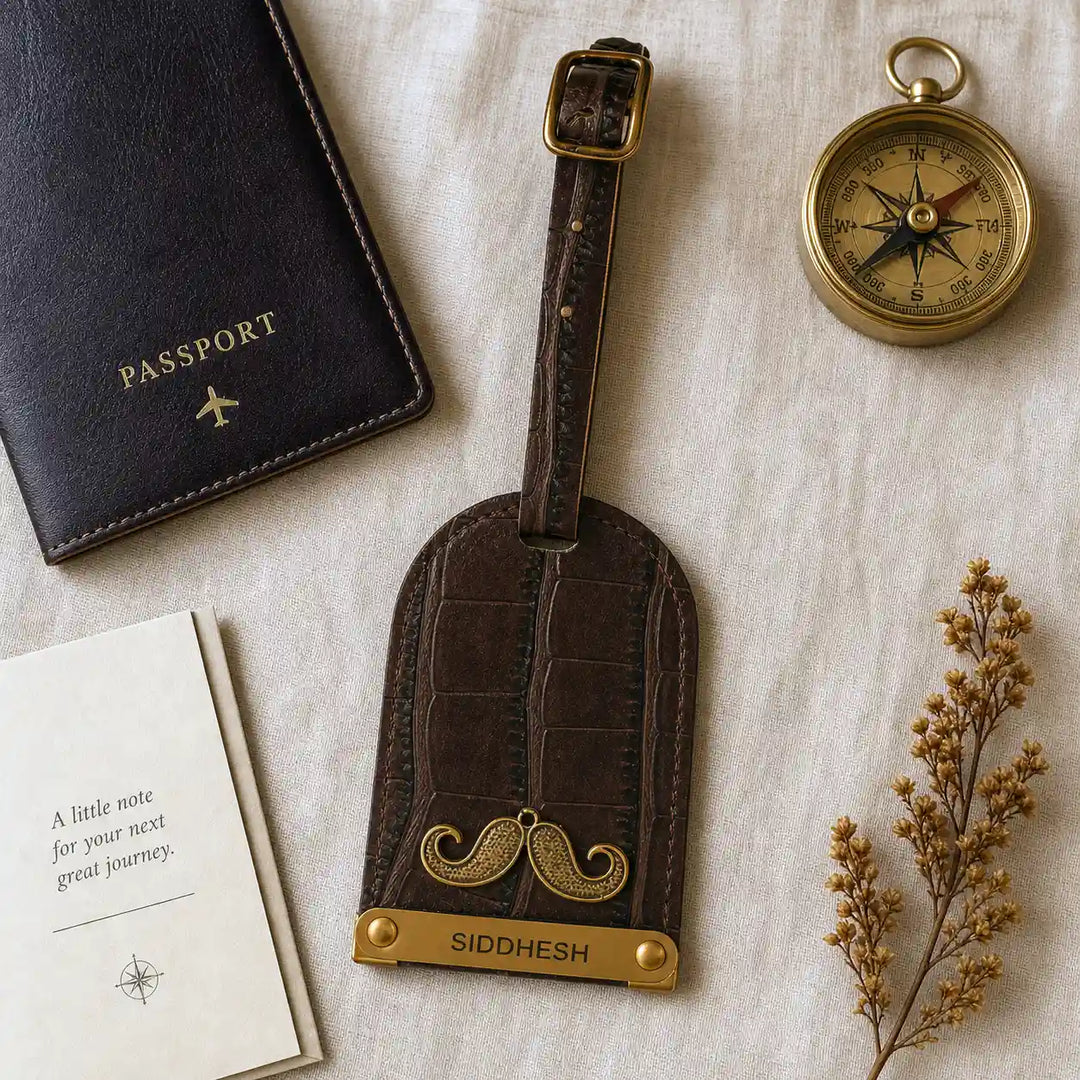 Dark Brown Croco Luggage Tag