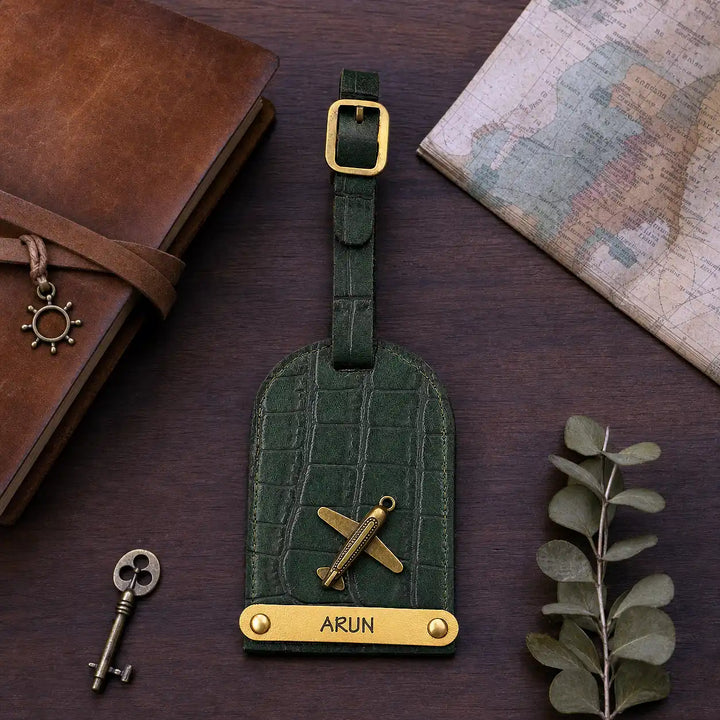 Dark Green Croco Luggage Tag