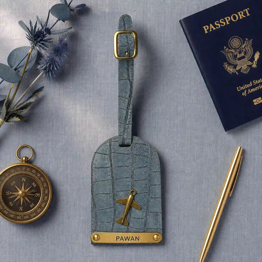 Blue Croco Luggage Tag
