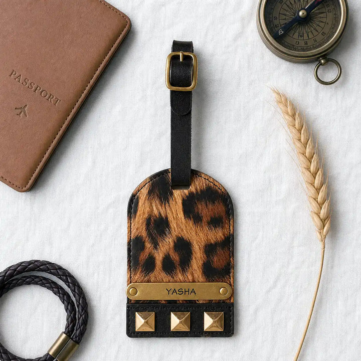 Cheetah Print with Stud work Luggage Tag