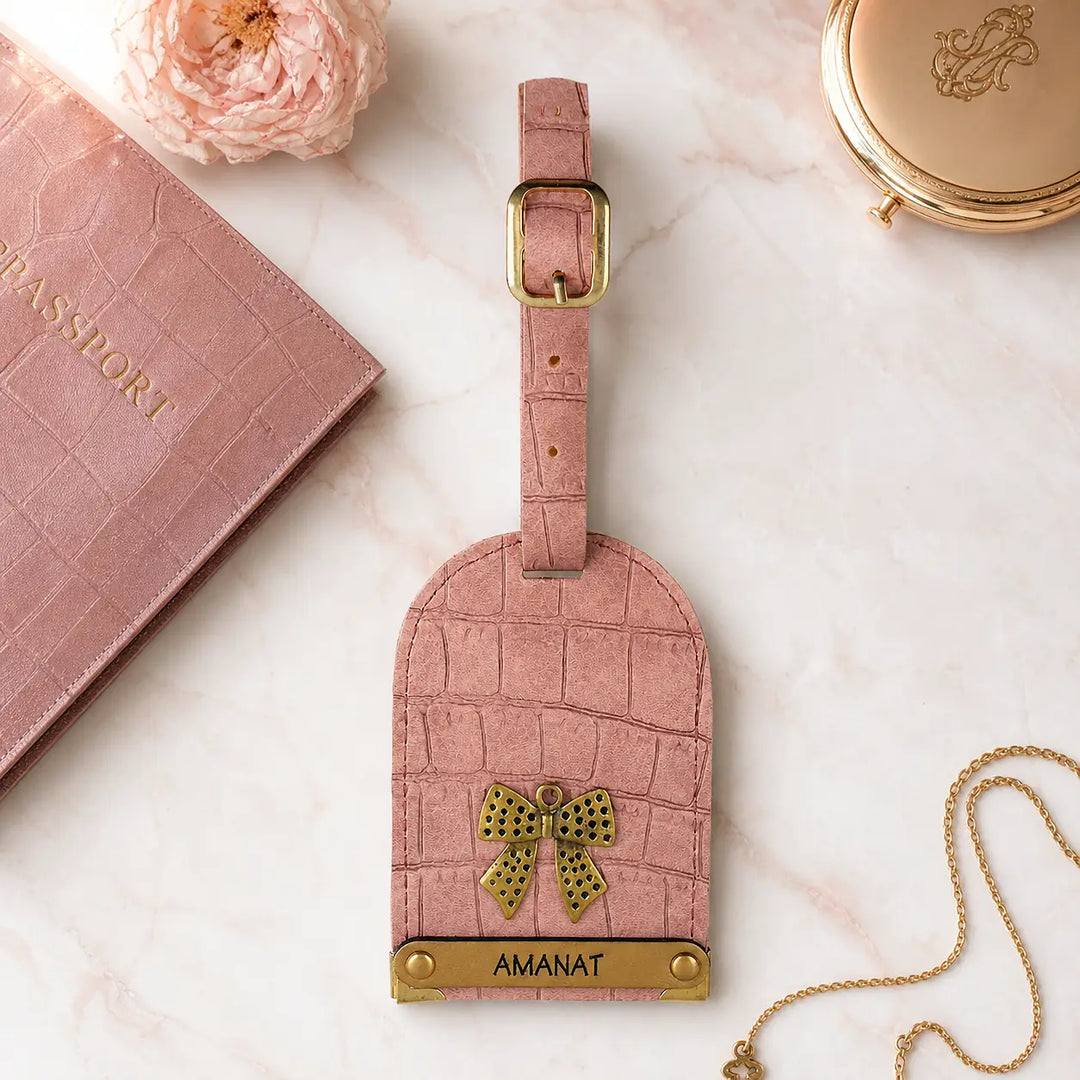 Nude Brown Croco Luggage Tag