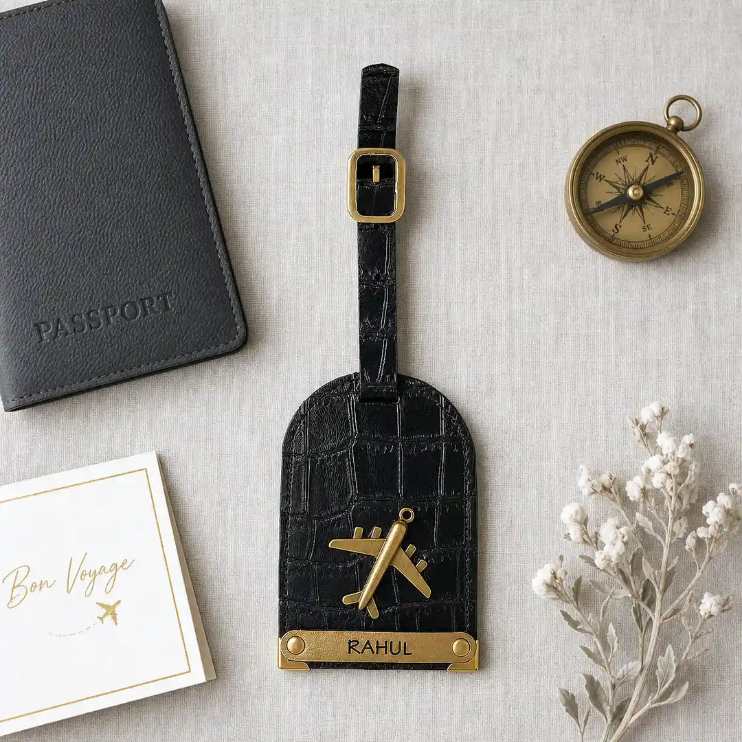 Black Croco Luggage Tag
