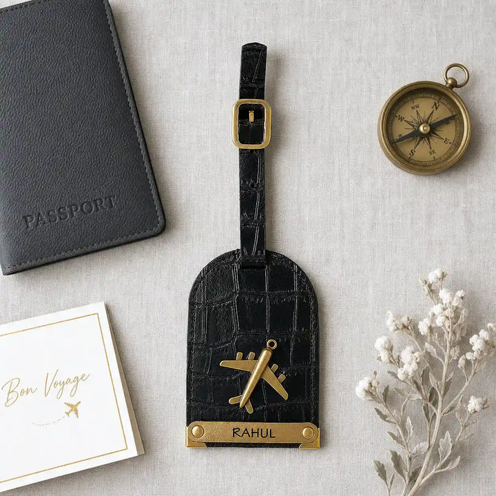 Black Croco Luggage Tag
