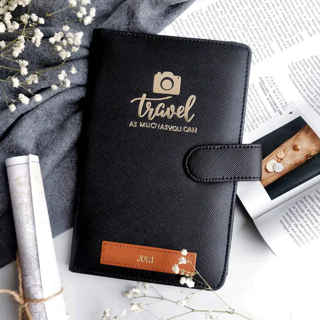 Black travel planner with &