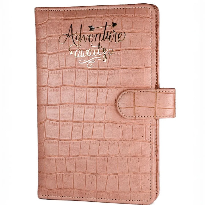 Salmon Pink crocodile texture travel organiser wallet  with &