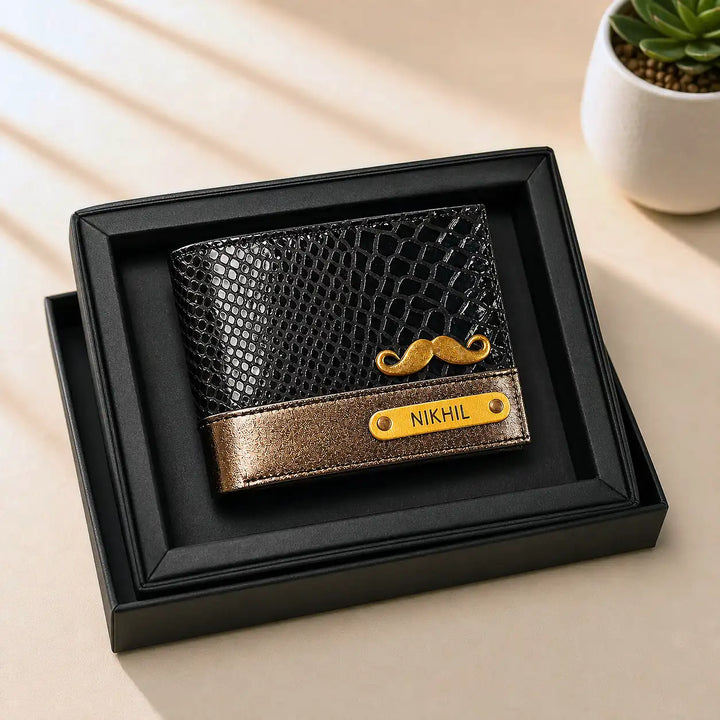 Personalized Black Bollywood Geniune Leather Mens Wallet