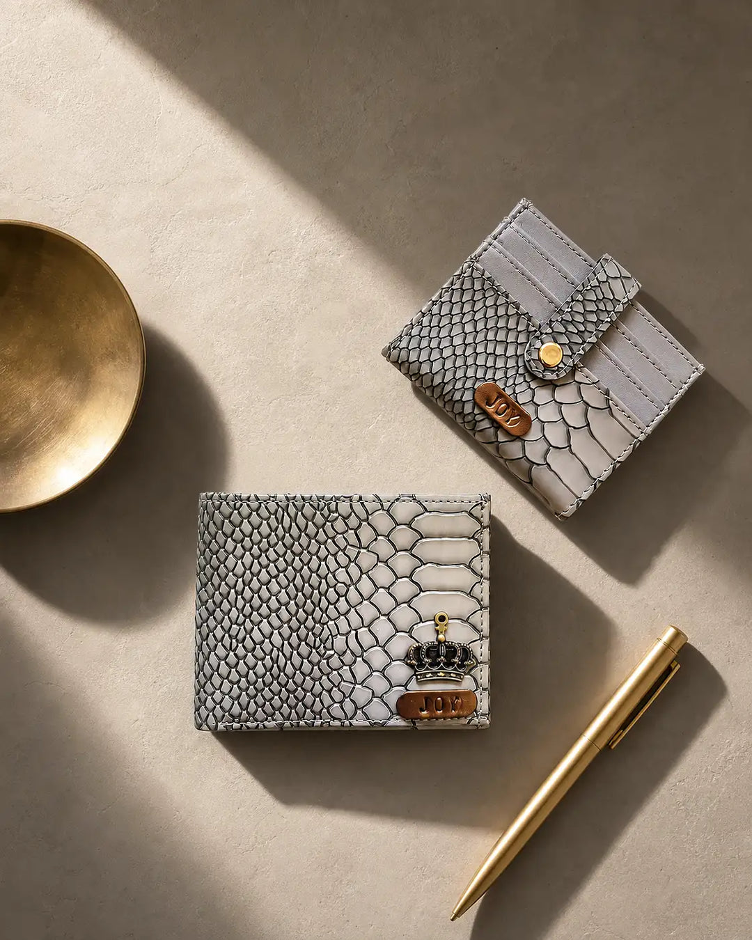 Personalized Men’s Textured Wallet &amp; Card Holder with Free Charm