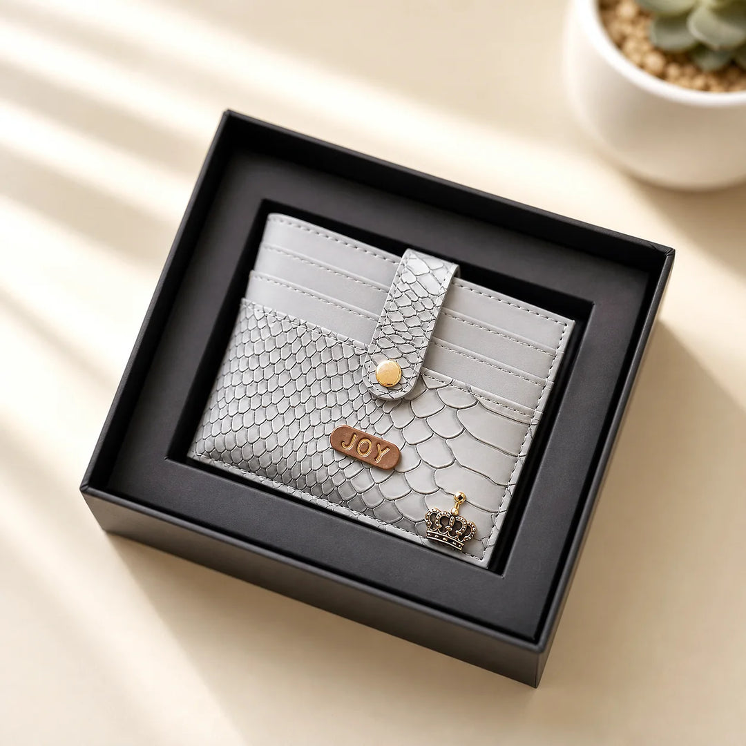 Personalized Men’s Textured Wallet &amp; Card Holder with Free Charm