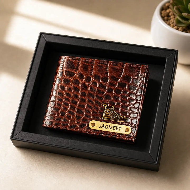 Brown leather wallet with &