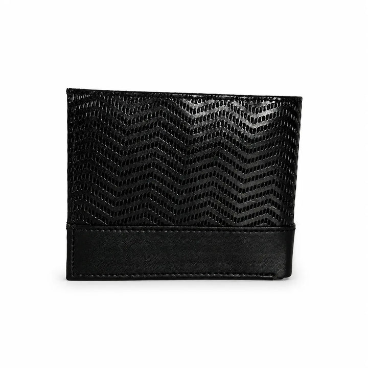 Personalized Black Zig - Zag  Genuine Leather Mens Wallet
