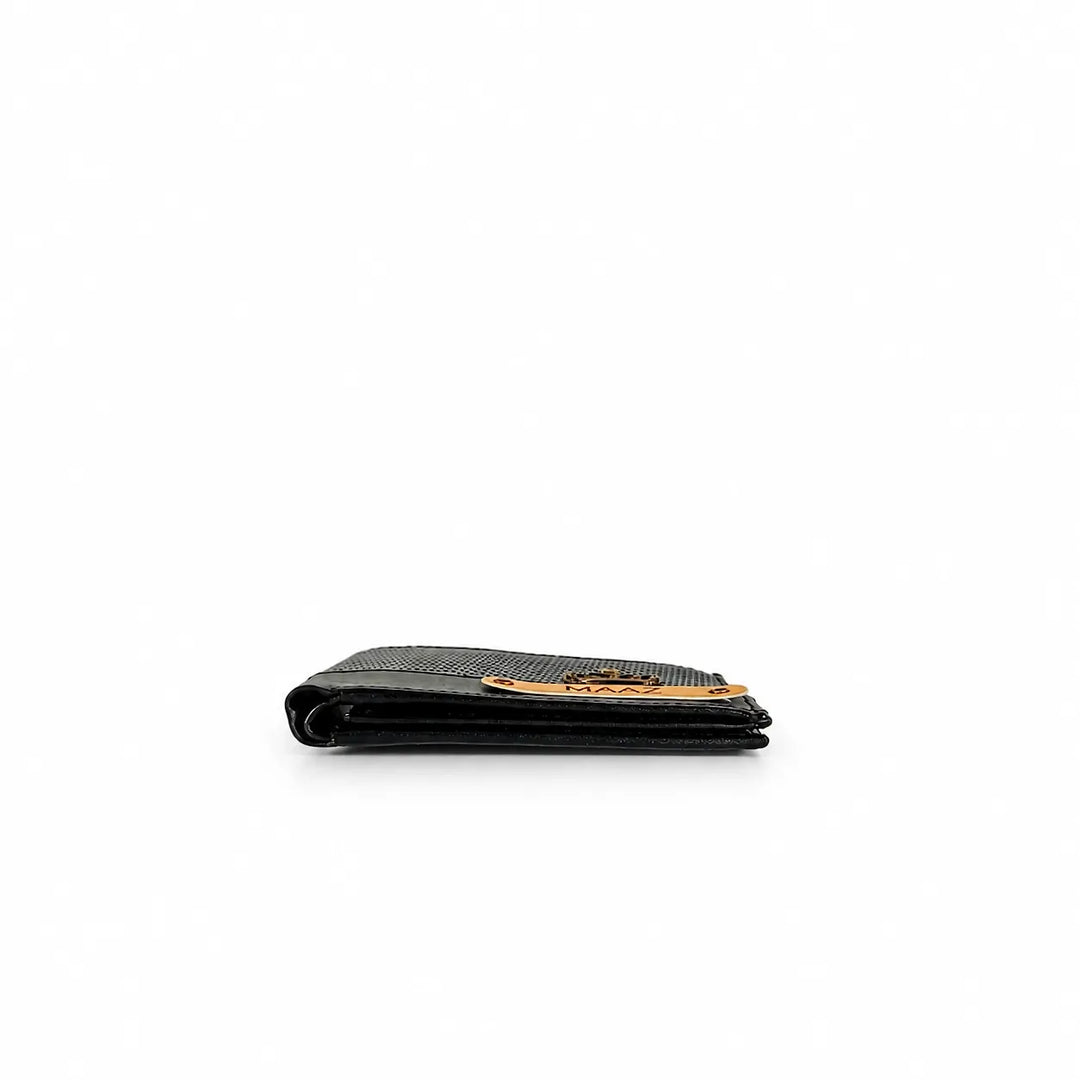 Personalized Black Zig - Zag  Genuine Leather Mens Wallet
