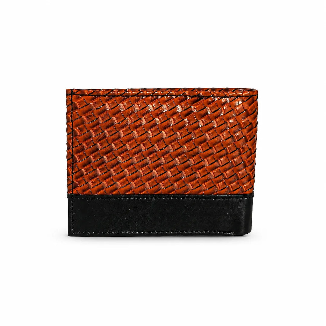 Personalized Peacan &amp; Umber Weave Texture Mens Wallet