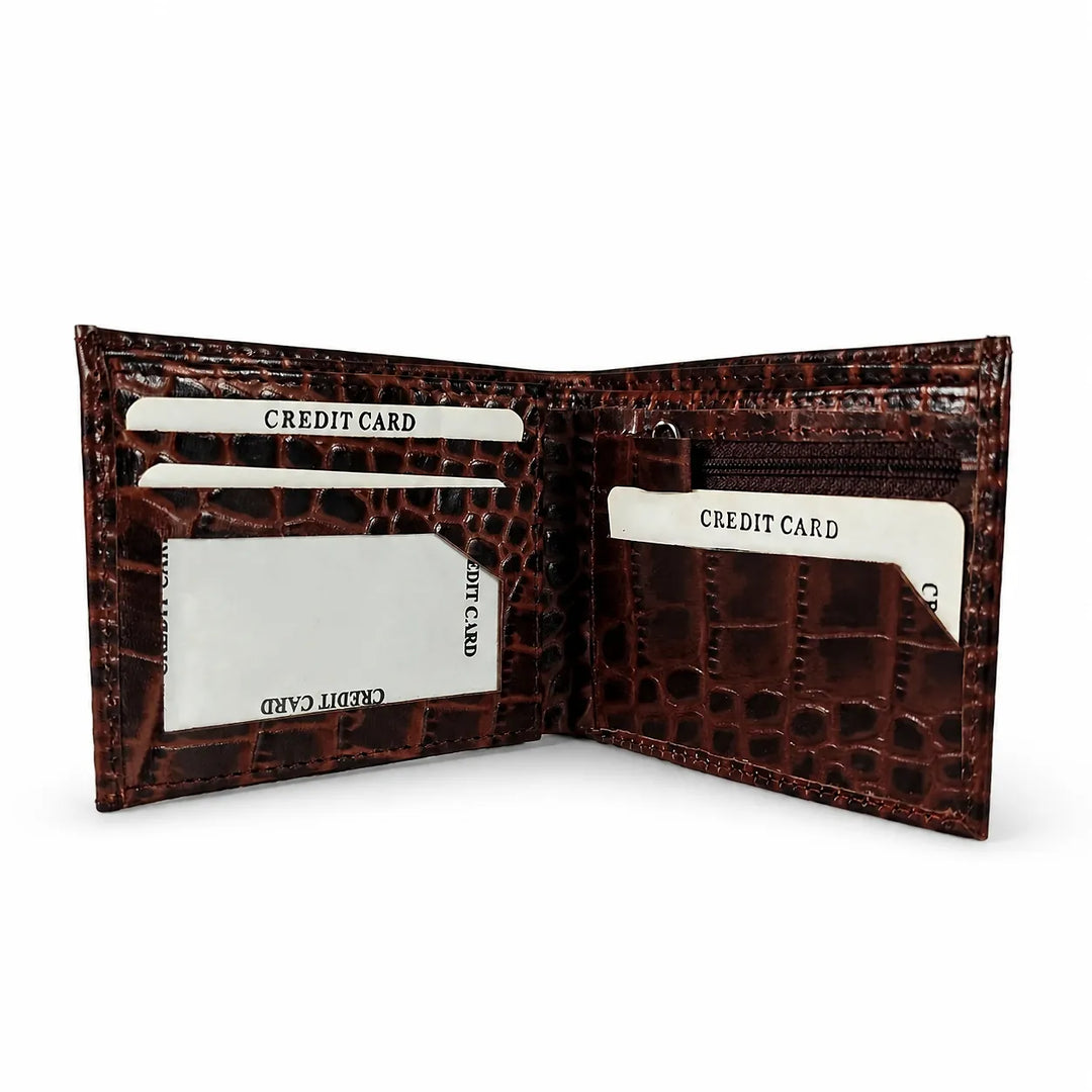 Personalized Dark Brown Gator Texture Leather Men&