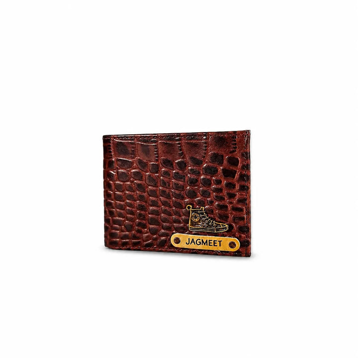 Personalized Dark Brown Gator Texture Leather Men&