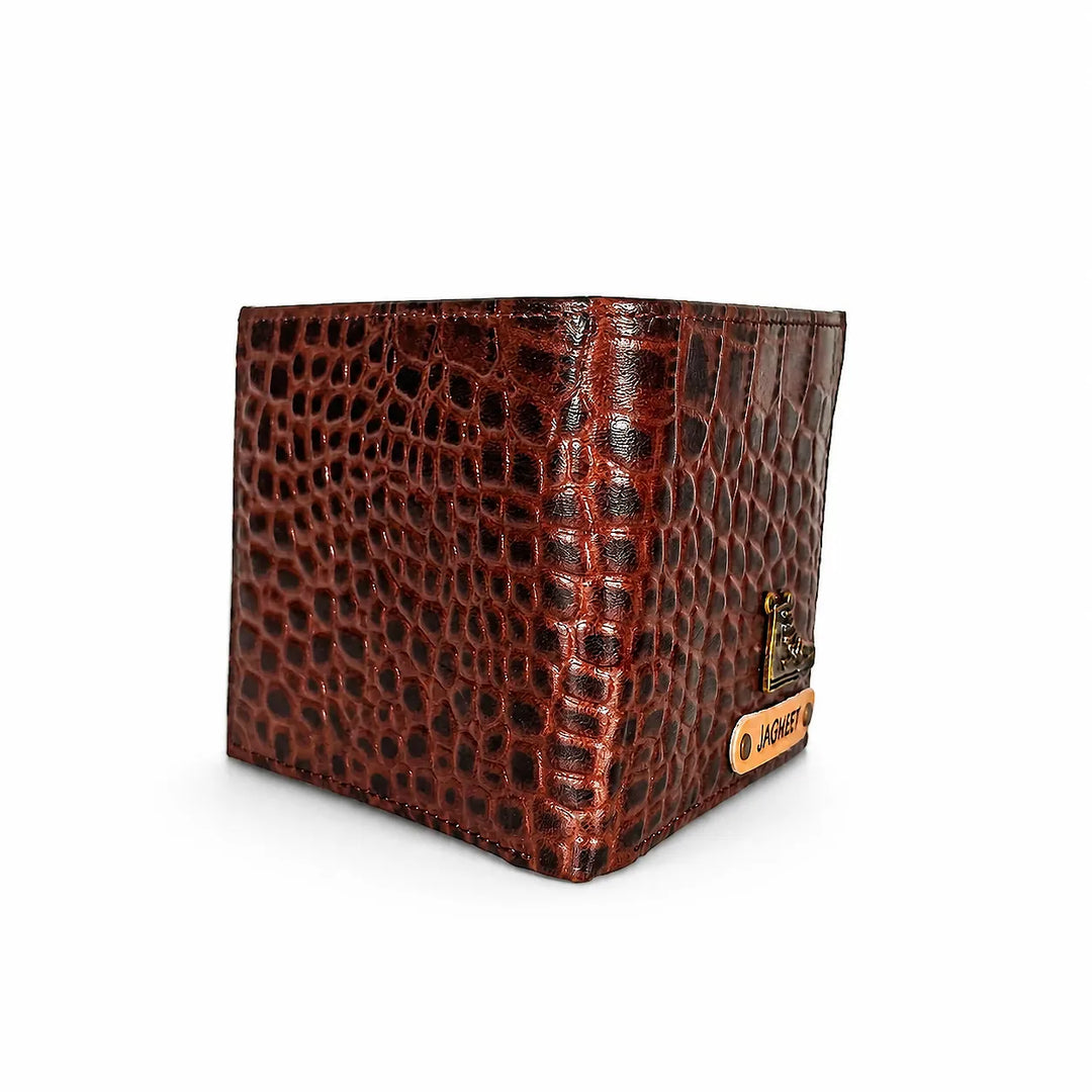 Personalized Dark Brown Gator Texture Leather Men&