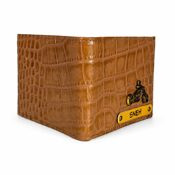 Personalized Light Brown Gator Texture Leather Men&