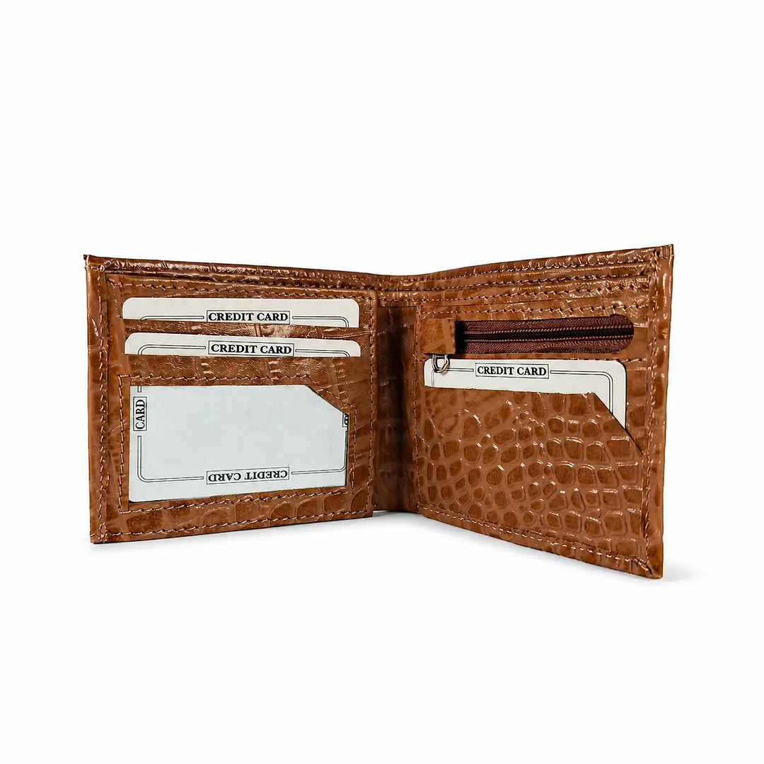 Personalized Light Brown Gator Texture Leather Men&
