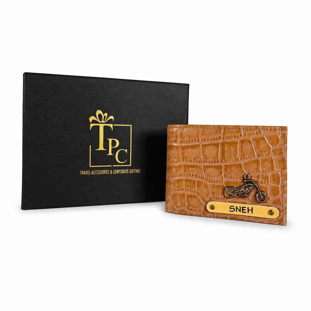 Personalized Light Brown Gator Texture Leather Men&