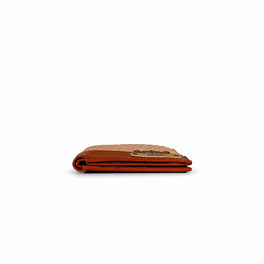 Personalized Cinnamon &amp; Sand Weave Texture  Mens Wallet