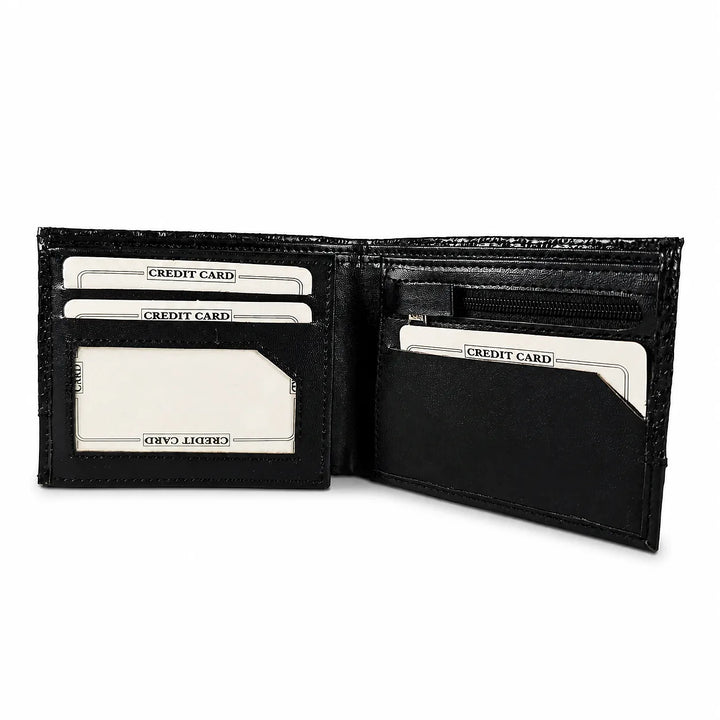 Personalized Men’s Textured Black Wallet with Free Charm