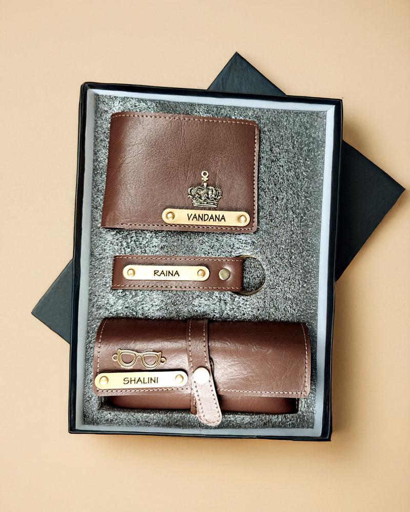 Personalized Men’s 3-in-1 Combo Set - Dark Brown