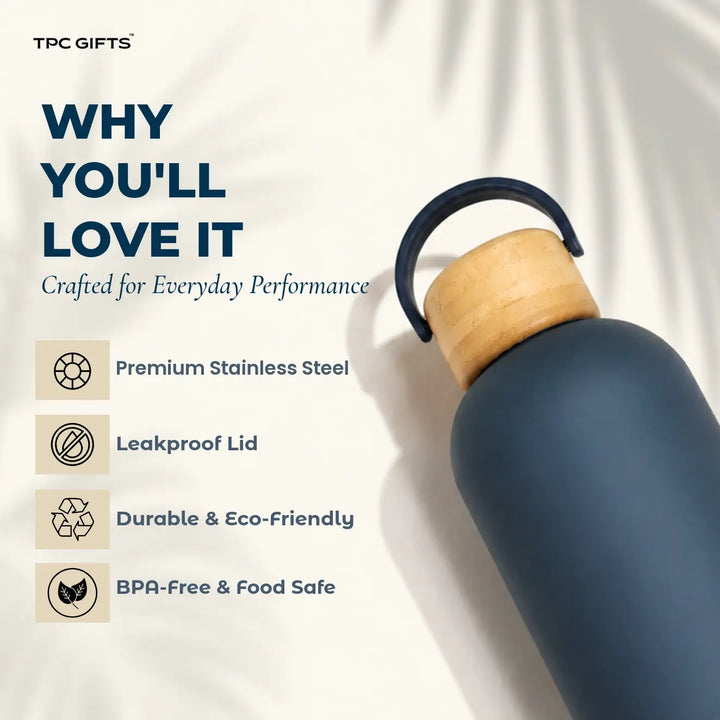 Daily — Tall Water Bottle with Wooden Lid (750ml)