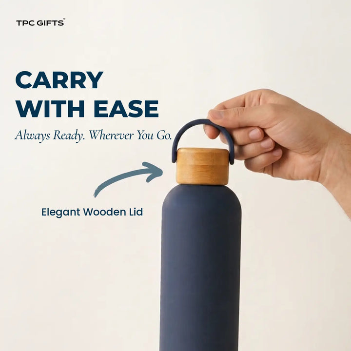Daily — Tall Water Bottle with Wooden Lid (750ml)