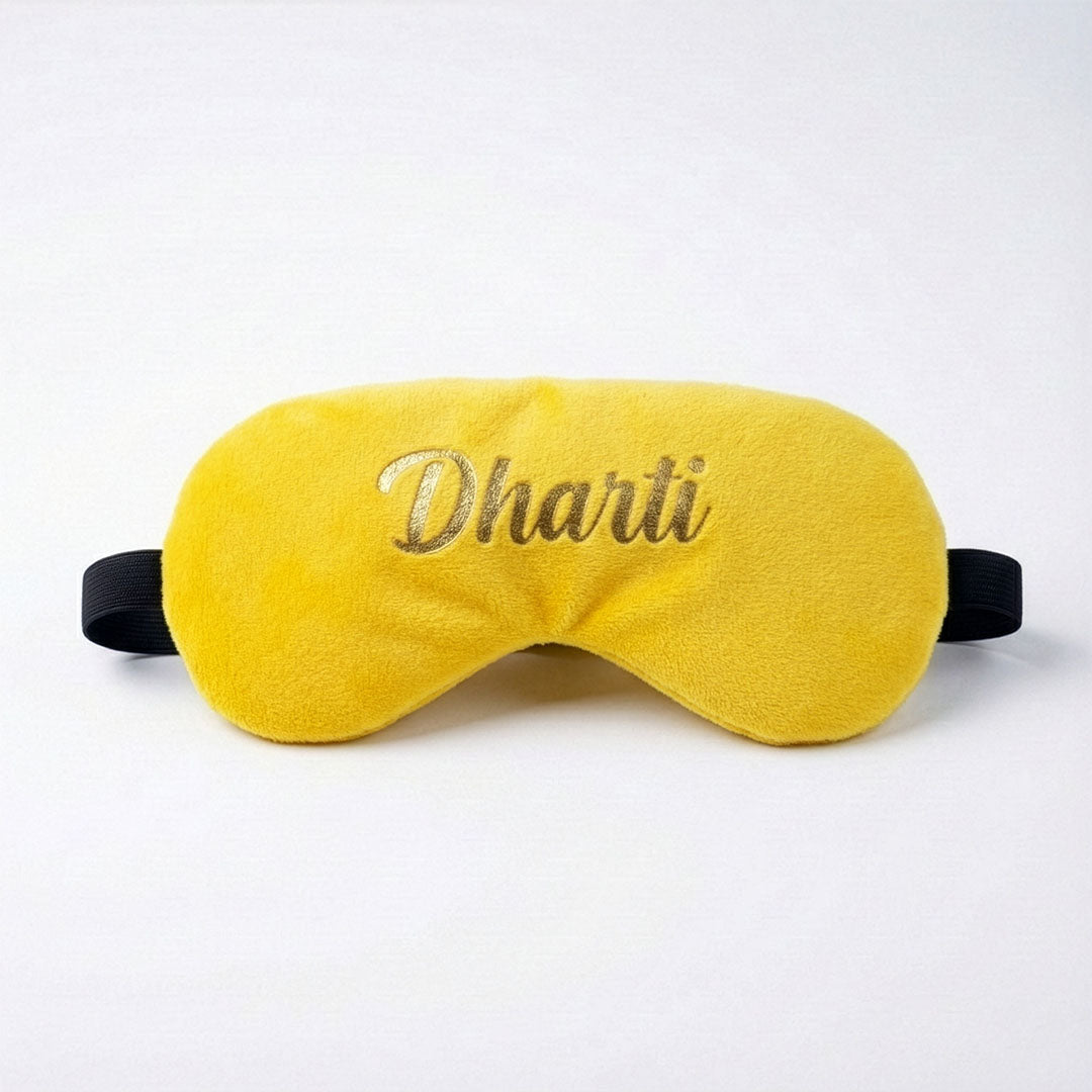 Yellow travel sleep mask with &