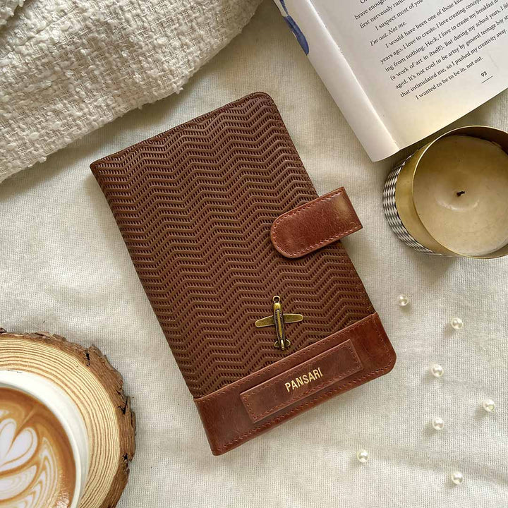 Genuine leather brown colour travel wallet by TPC Gifts