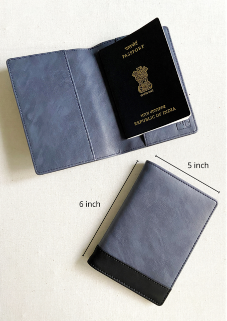 Personalised Dual Tone Blue & Black Passport Cover