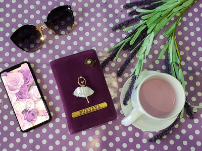 Personalised  Purple Velvet Passport Cover